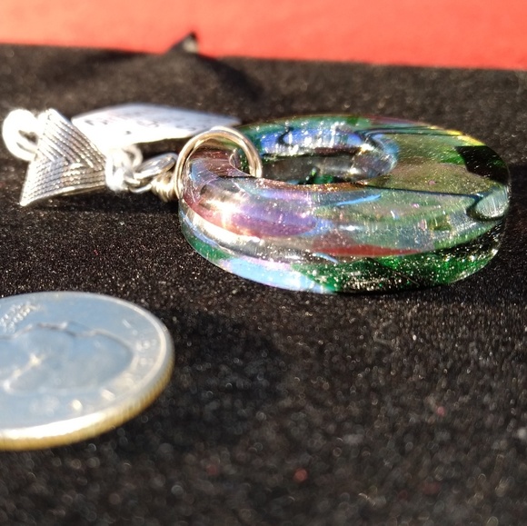 Handcrafted .925 Dichroic Glass Pendant - Picture 5 of 8